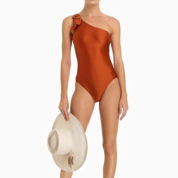 NWT Estelle tie shoulder one piece swimsuit in bronze - Picture 3 of 13